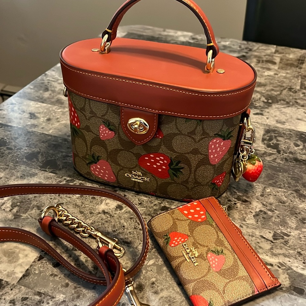Coach  Strawberry 🍓 Trunk & card case